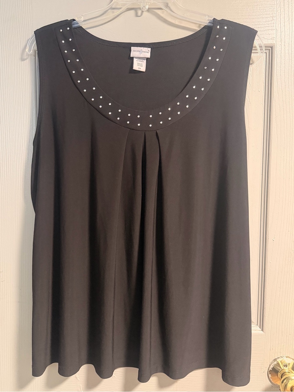 Jaclyn Smith Black Sleeveless Studded Scoop Neck Tank